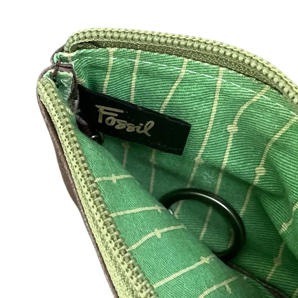 Fossil Brown and Green Pebbled Leather ID Key Holder